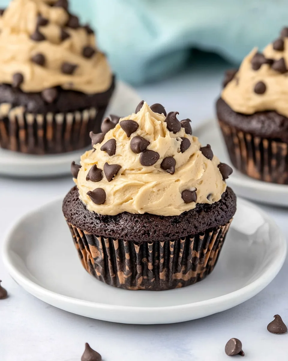 Chocolate Cupcakes with Cream Cheese Cookie Dough Frosting