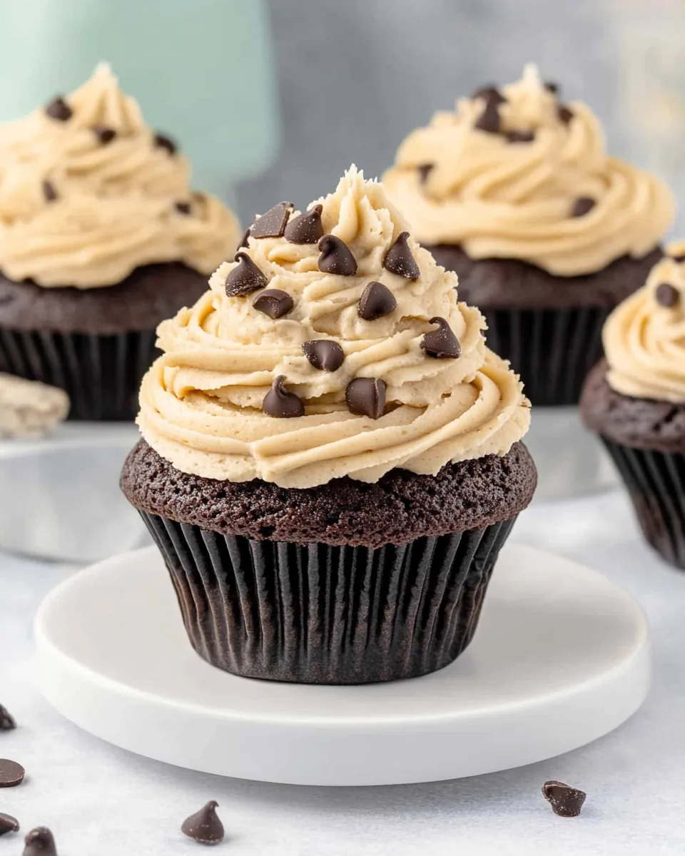 Chocolate Cupcakes with Cream Cheese Cookie Dough Frosting