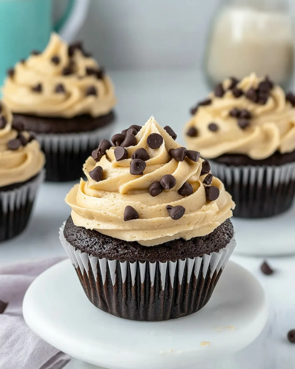 Chocolate Cupcakes with Cream Cheese Cookie Dough Frosting