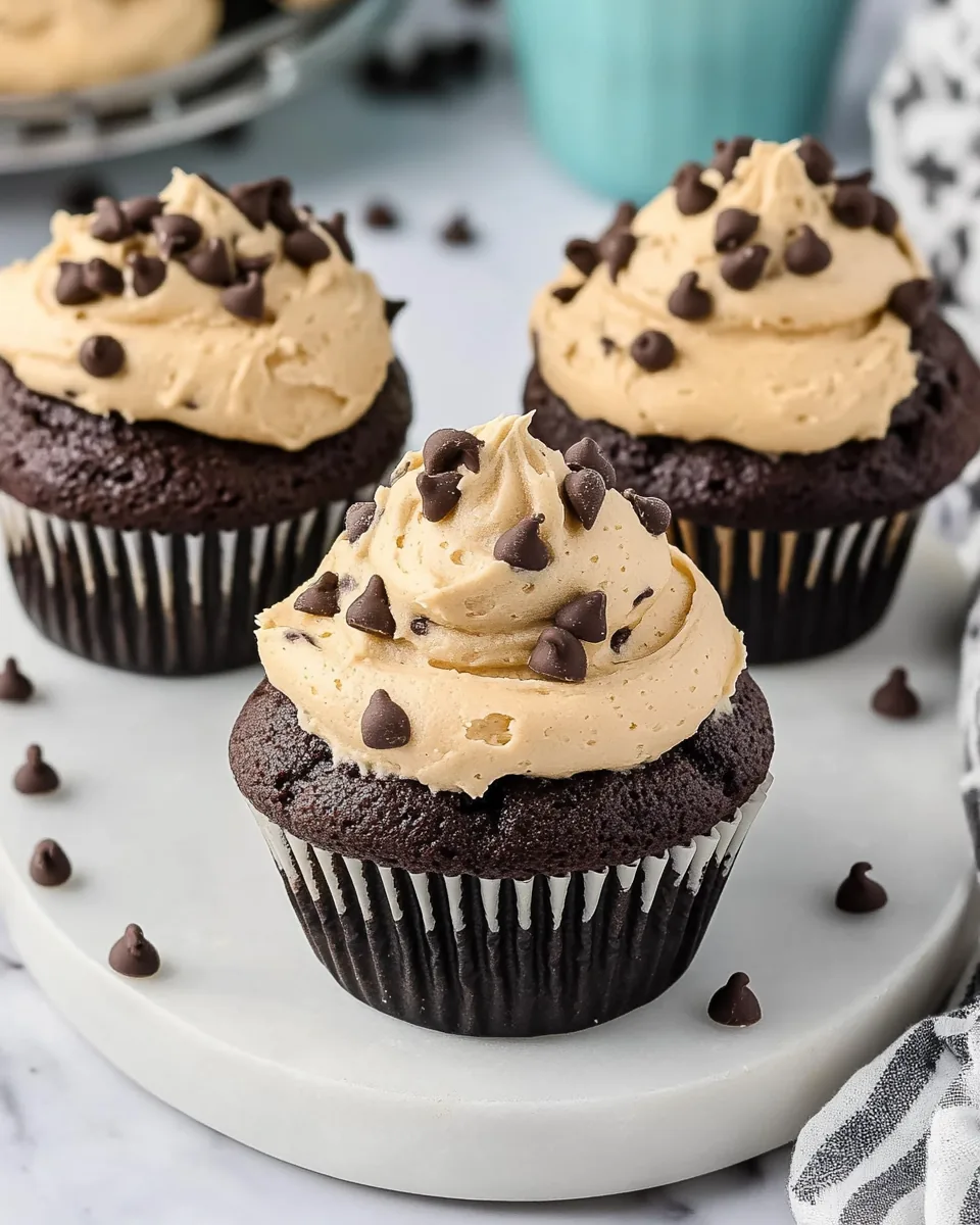 Chocolate Cupcakes with Cream Cheese Cookie Dough Frosting