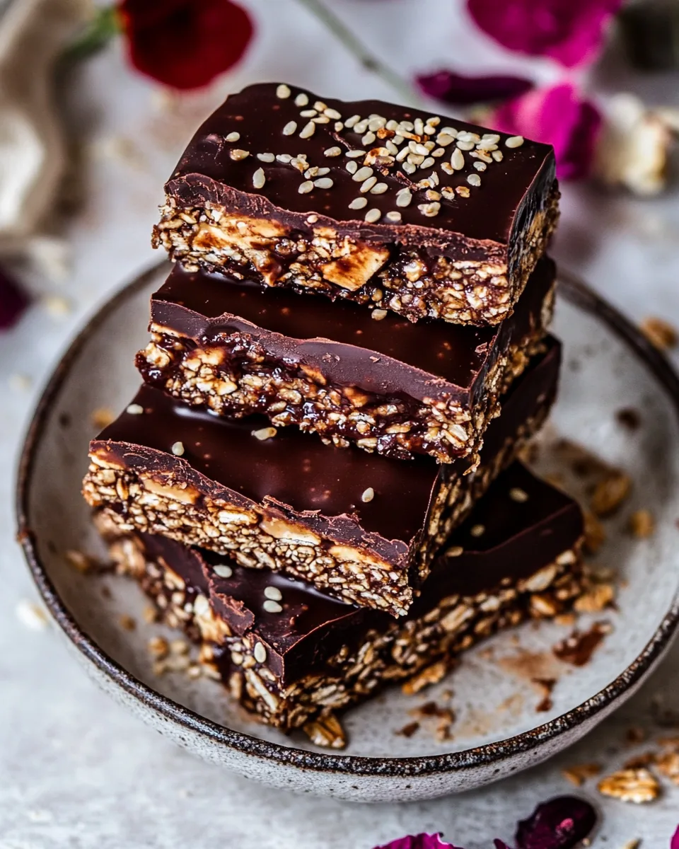 Chocolate Dipped Sesame Oatmeal Bars