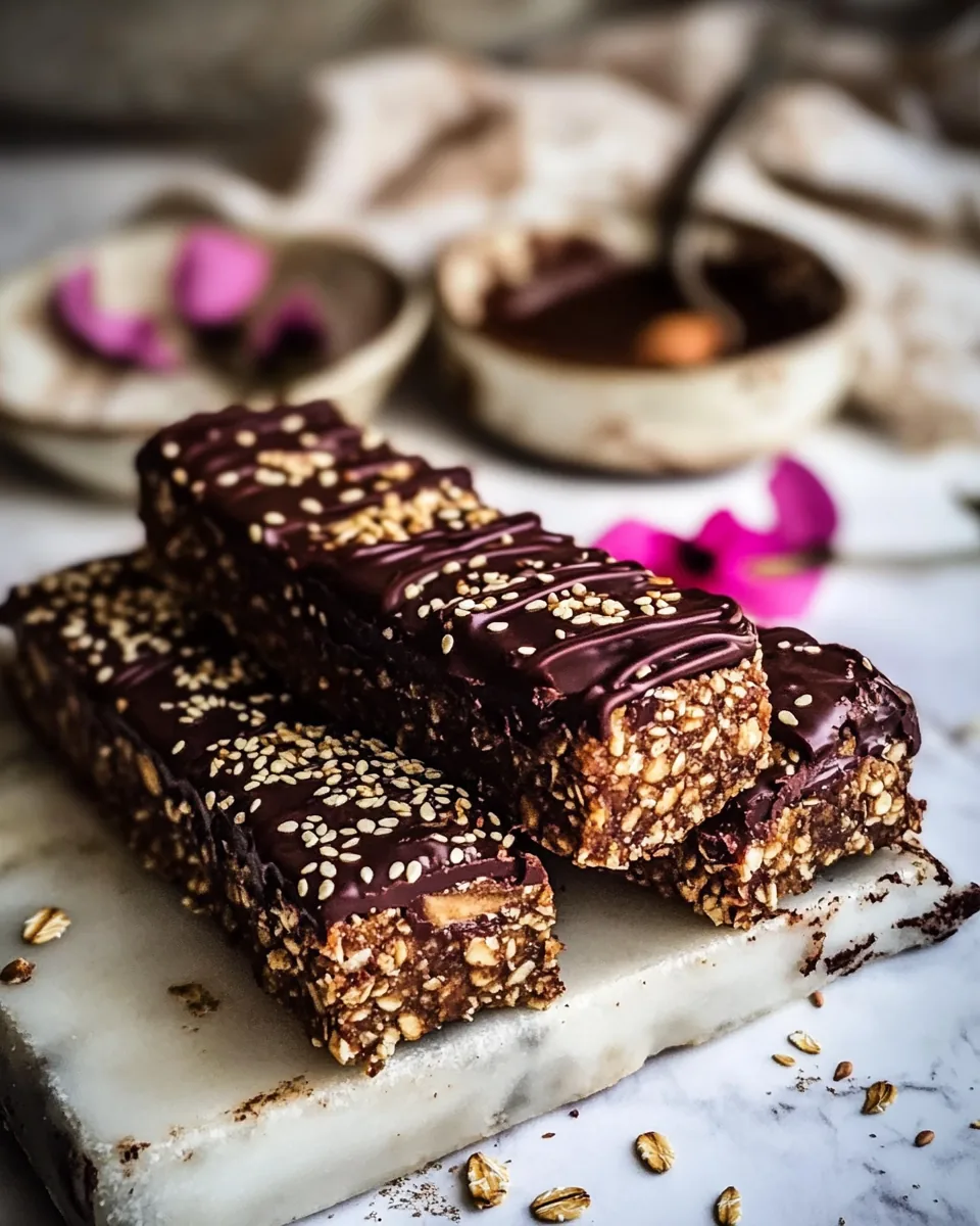 Chocolate Dipped Sesame Oatmeal Bars