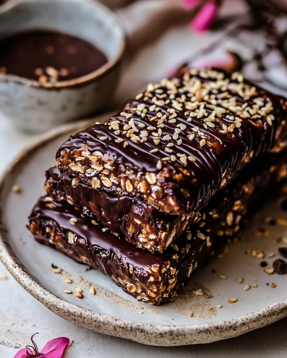 Chocolate Dipped Sesame Oatmeal Bars