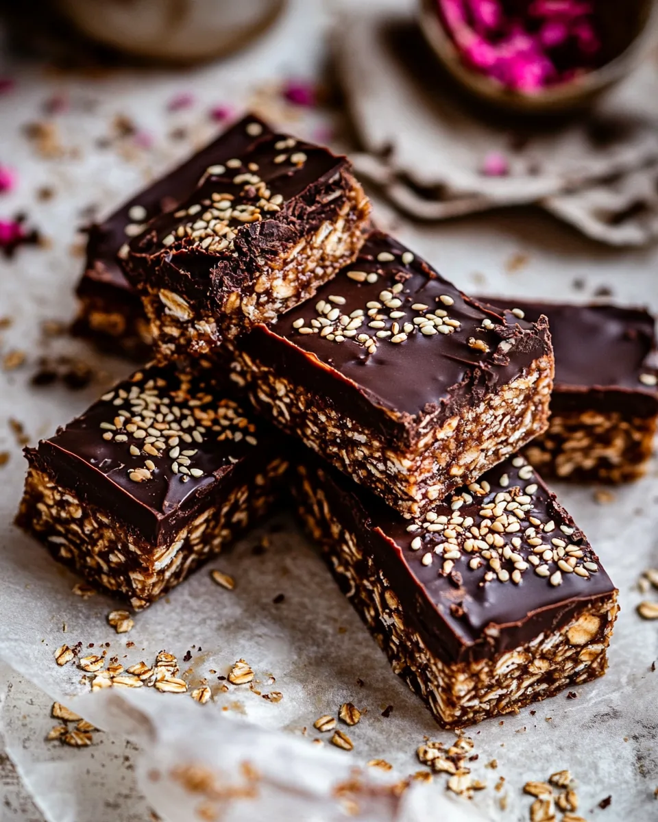 Chocolate Dipped Sesame Oatmeal Bars