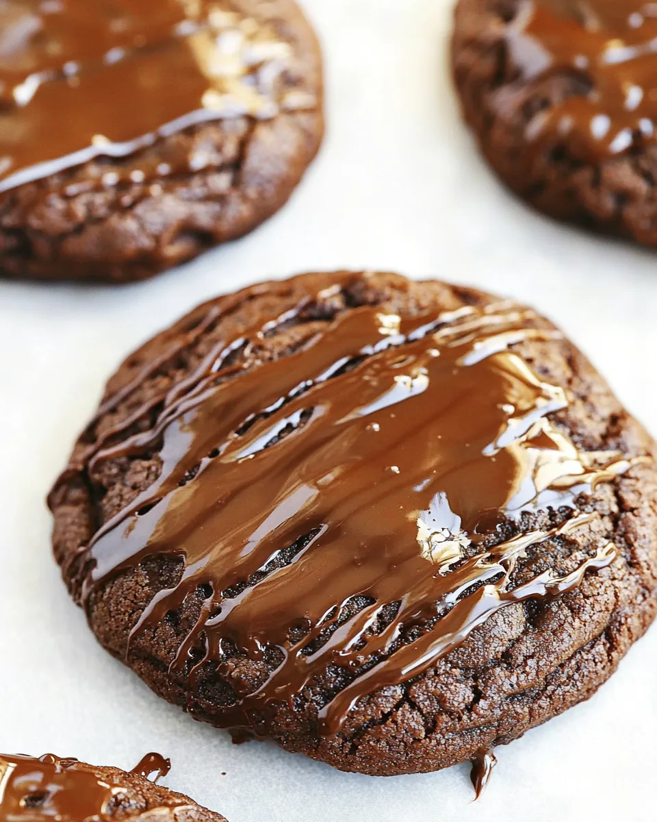 Chocolate Glazed Double Chocolate Chip Cookies