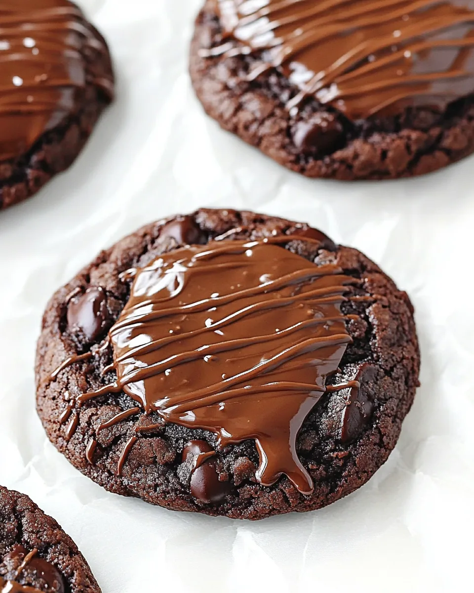 Chocolate Glazed Double Chocolate Chip Cookies