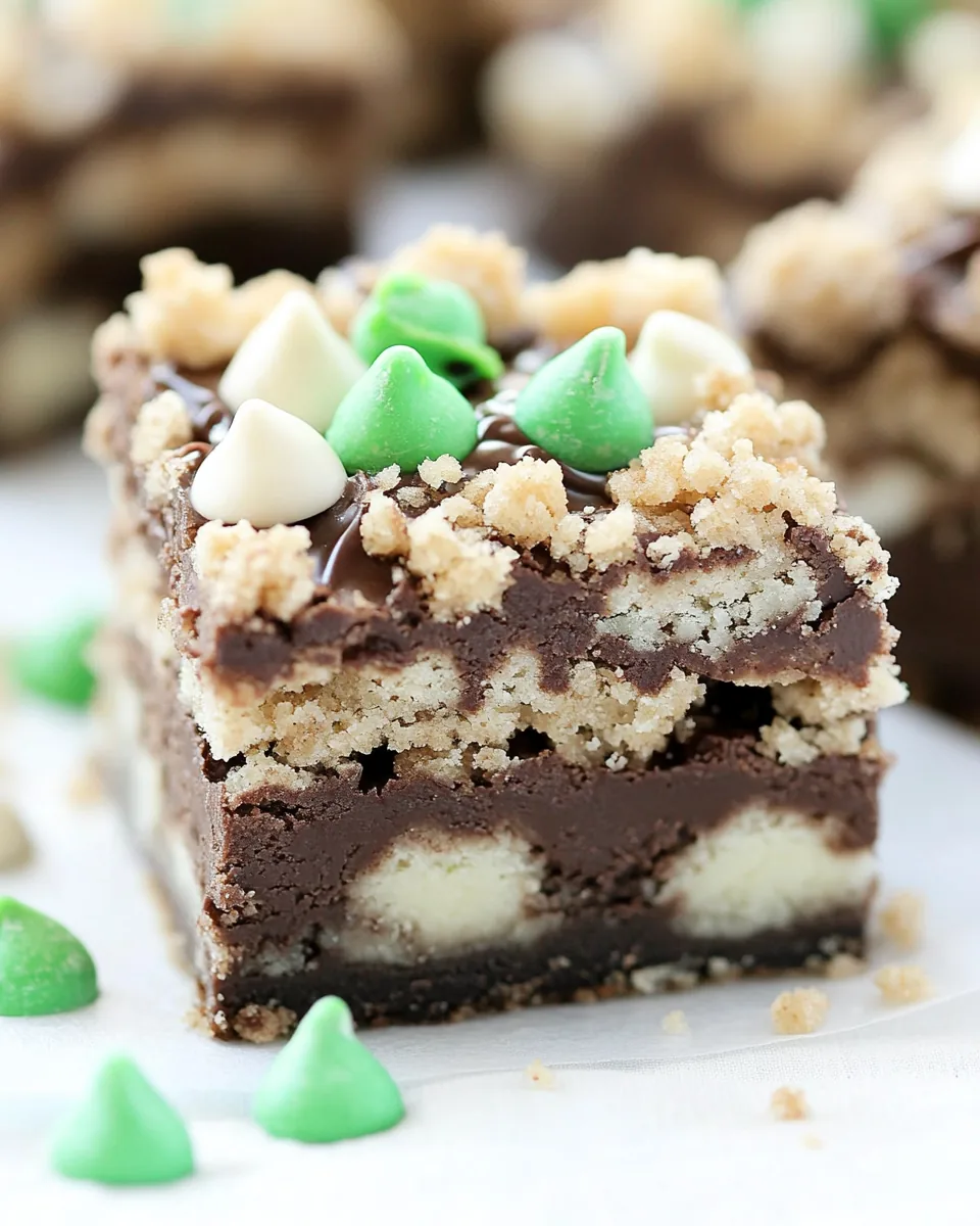 Chocolate Mint Fudge Crumb Bars