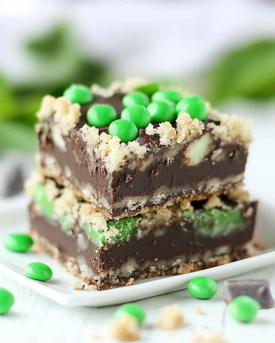 Chocolate Mint Fudge Crumb Bars