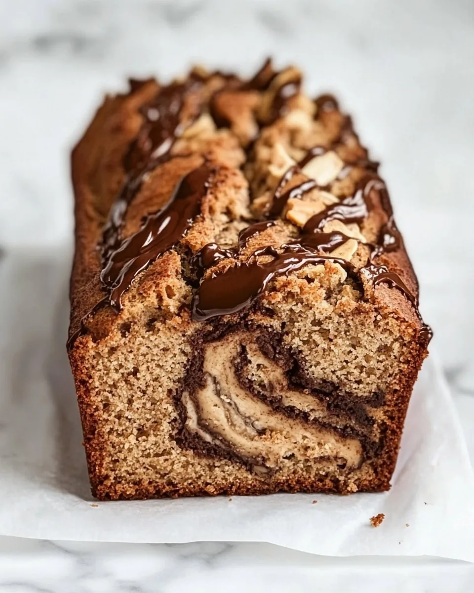 Chocolate Peanut Swirled Banana Bread