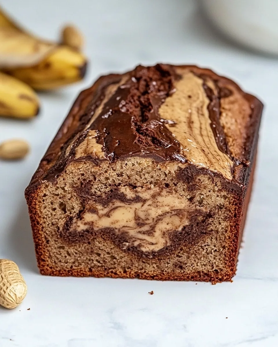 Chocolate Peanut Swirled Banana Bread