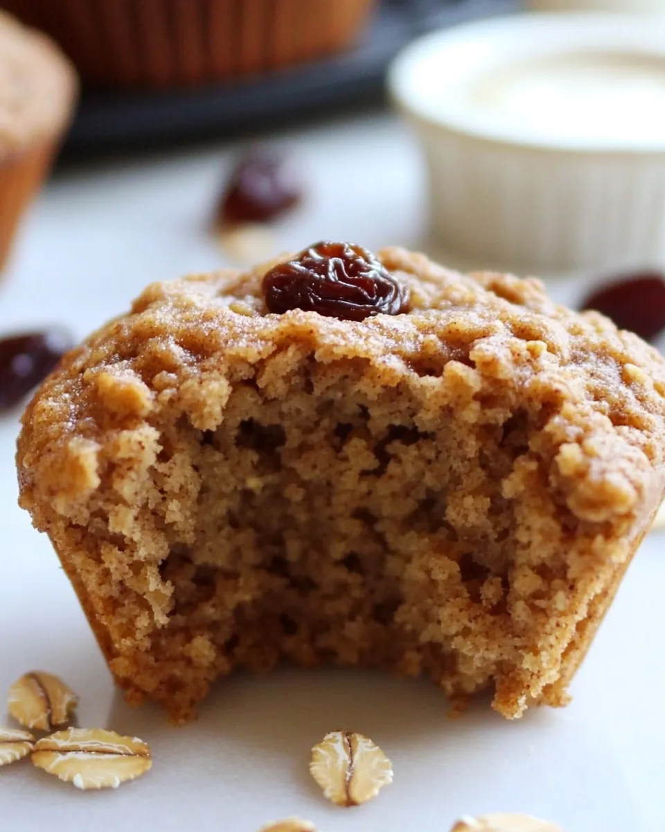 Cinnamon Raisin Peanut Butter Oat Bran Muffins