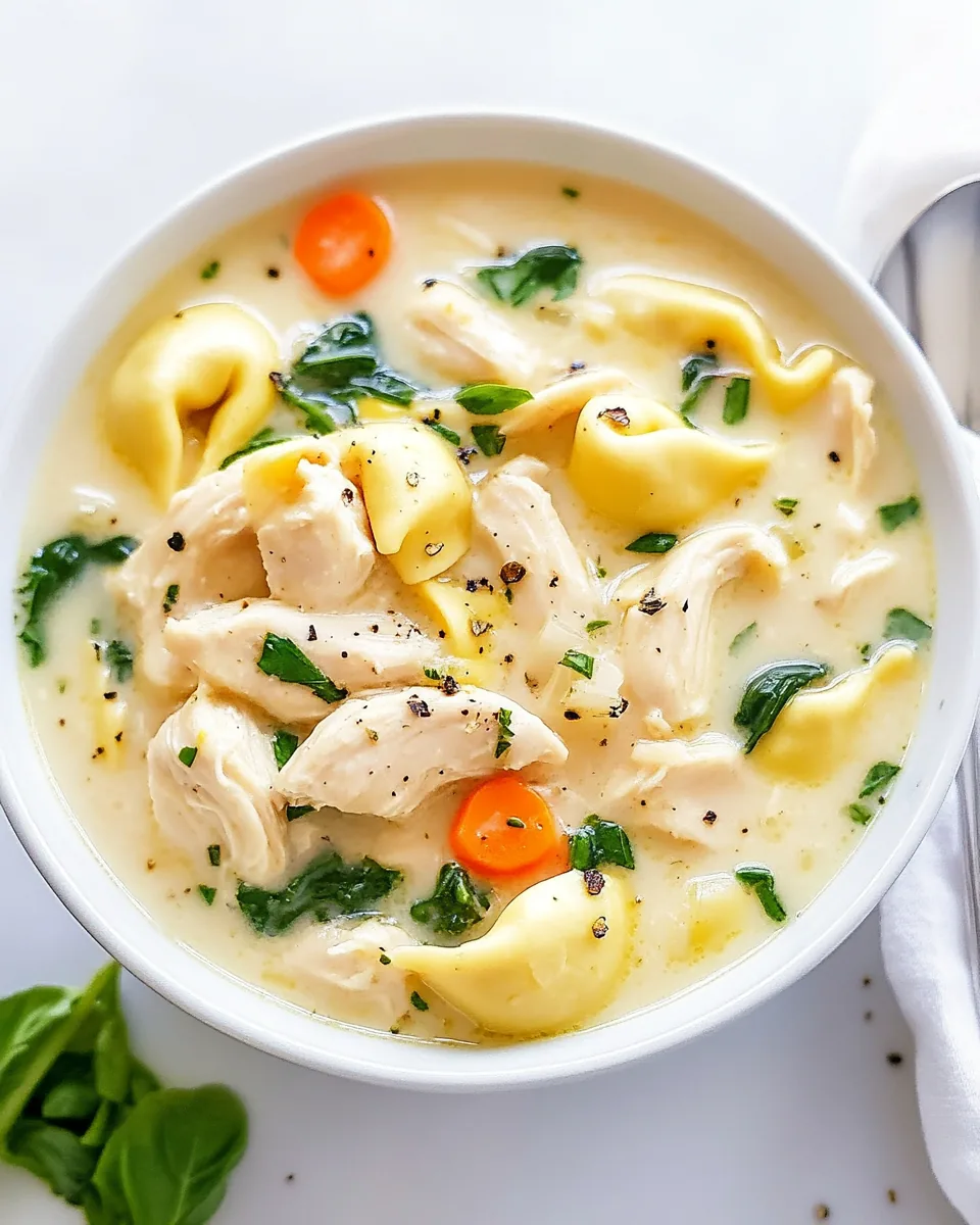 Creamy Lemon Chicken Tortellini Soup
