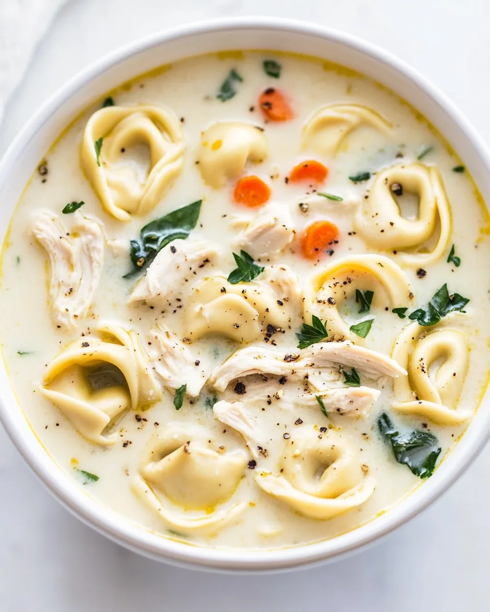 Creamy Lemon Chicken Tortellini Soup