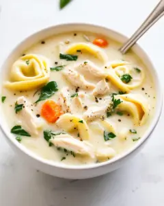 Creamy Lemon Chicken Tortellini Soup