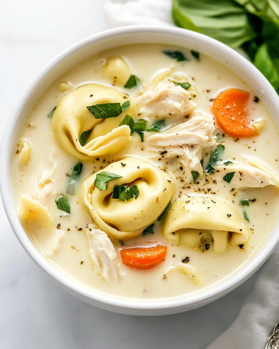 Creamy Lemon Chicken Tortellini Soup