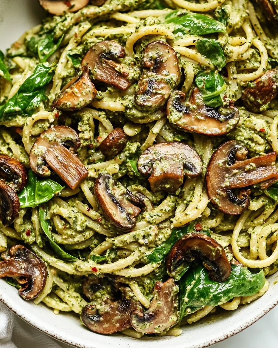 Creamy Vegan Spinach and Mushroom Pasta