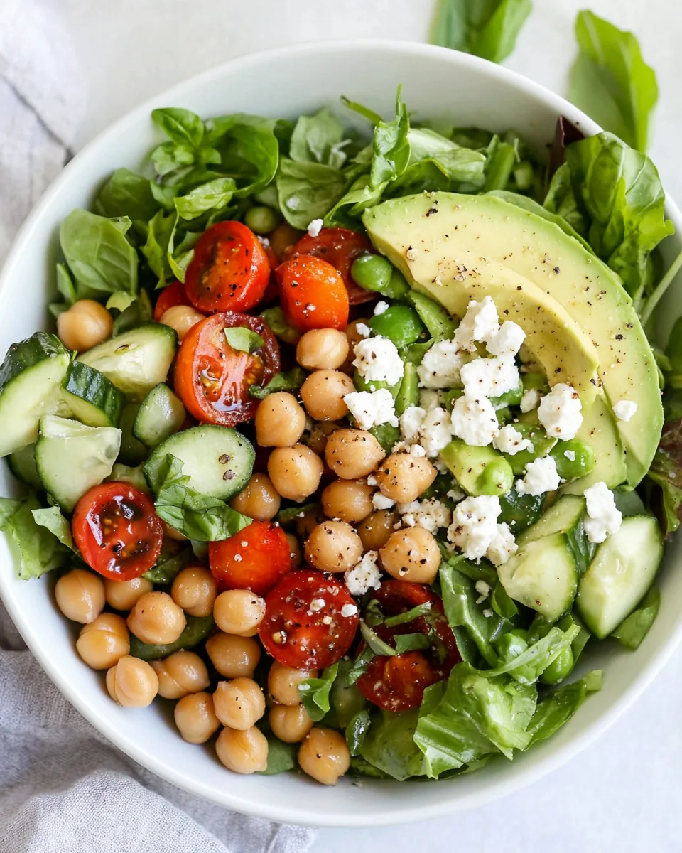 Crunchy Green Salad with Dilly Chickpeas and Avocado