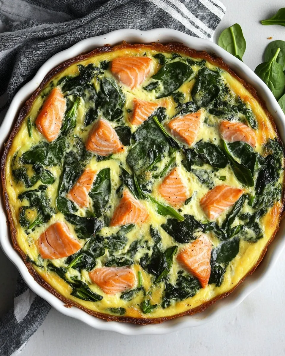 Crustless Quiche With Salmon and Spinach