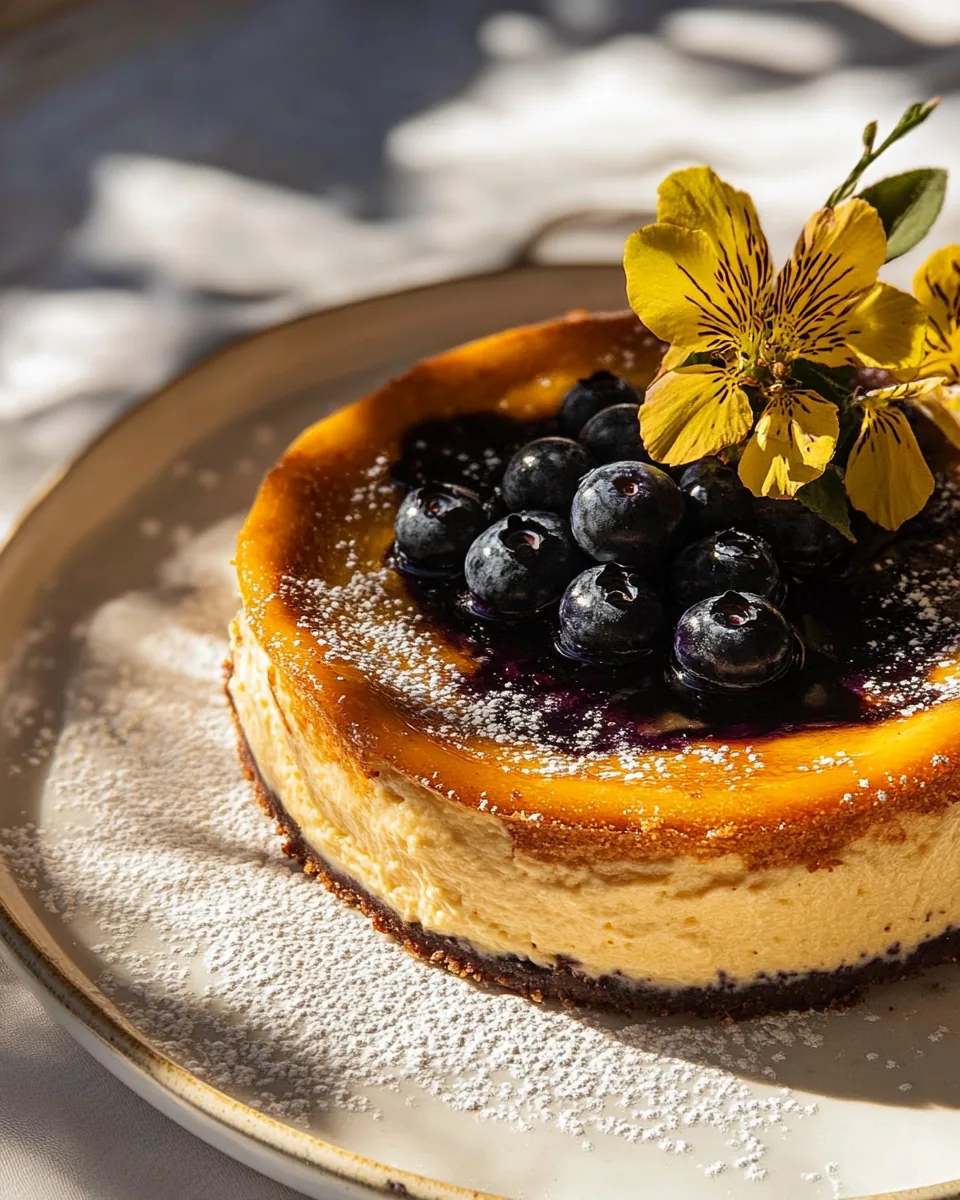 Custardy Burnt Basque Blueberry Cheesecake