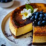 Custardy Burnt Basque Blueberry Cheesecake