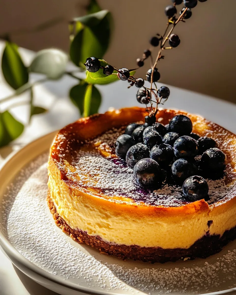 Custardy Burnt Basque Blueberry Cheesecake