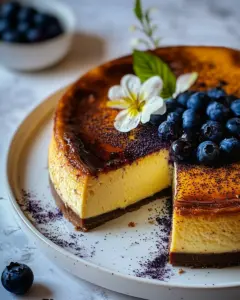 Custardy Burnt Basque Blueberry Cheesecake