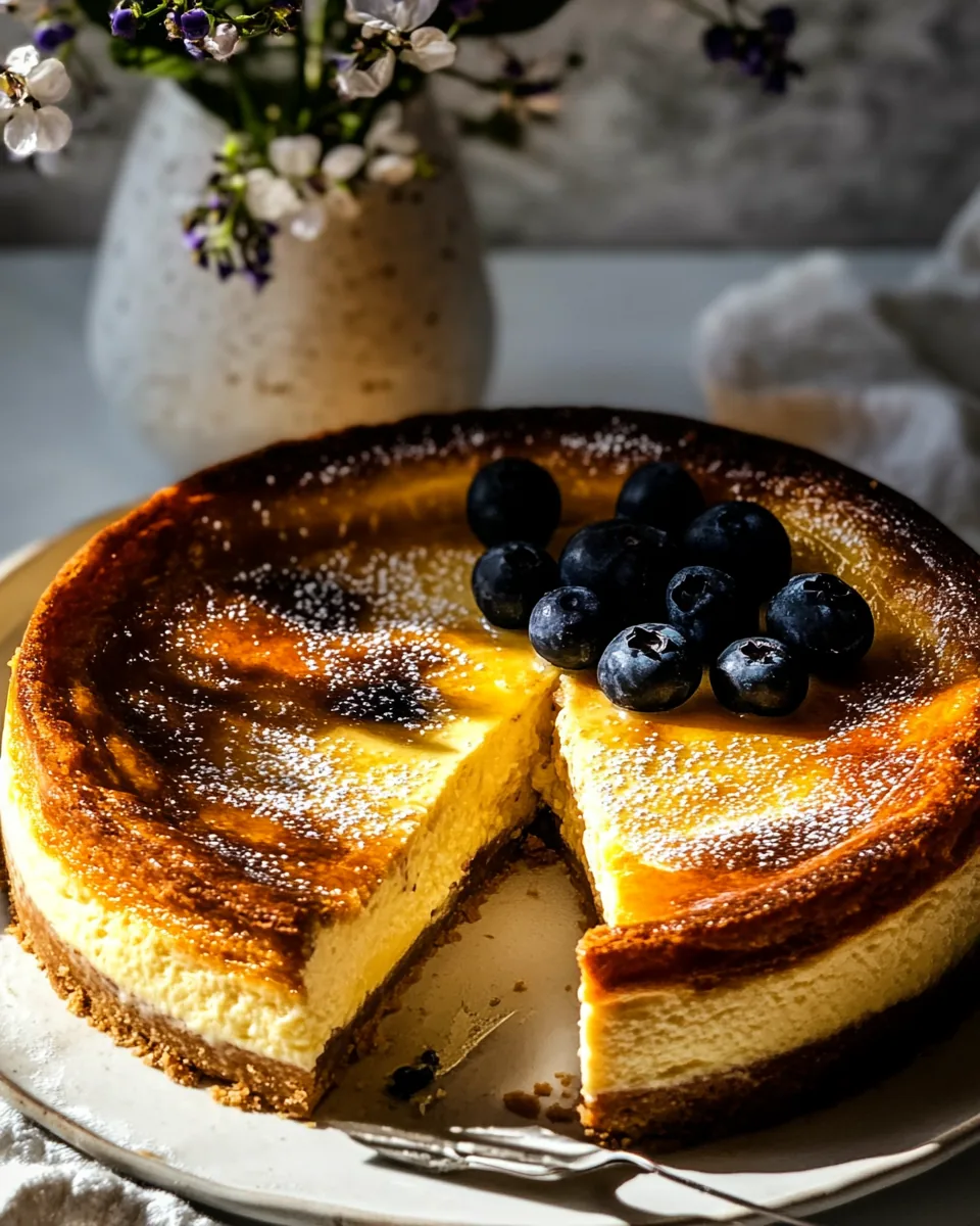 Custardy Burnt Basque Blueberry Cheesecake