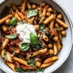 Easiest Tomato Basil Penne with Spicy Italian Chickpeas
