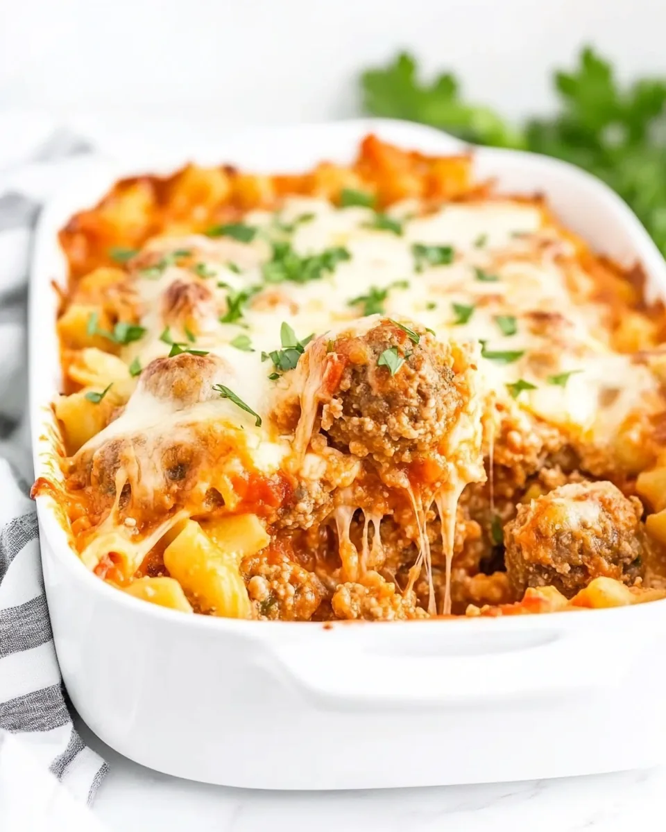 Easy Dump And Bake Meatball Casserole