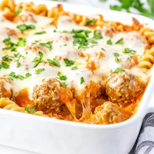 Easy Dump And Bake Meatball Casserole