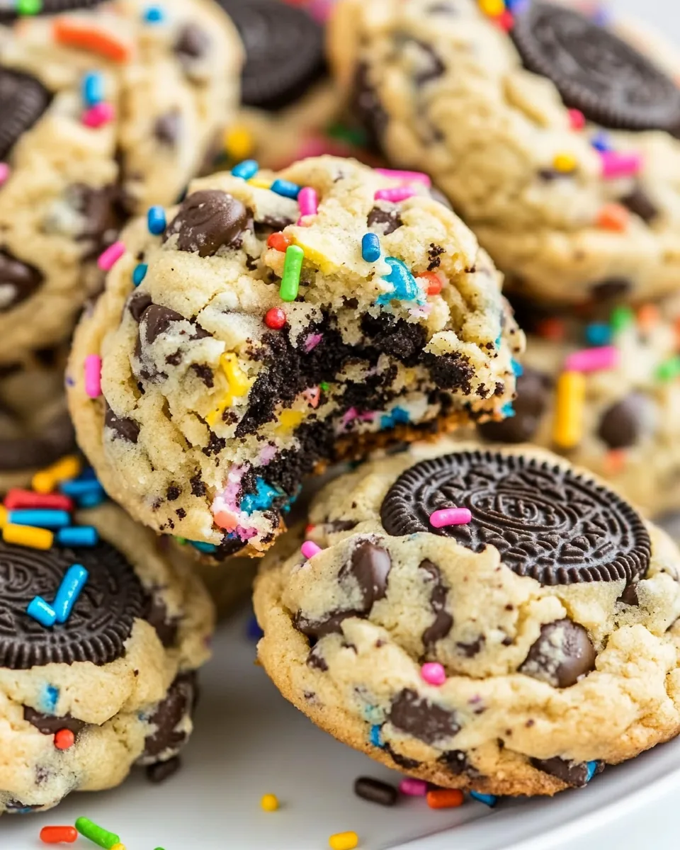 Funfetti Inspired Oreo and Sprinkles Chocolate Chip Cookies