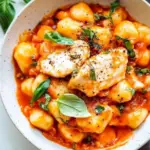 Gnocchi with Grilled Chicken in Roasted Red Pepper Sauce