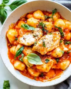 Gnocchi with Grilled Chicken in Roasted Red Pepper Sauce