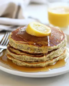 Greek Yogurt Meyer Lemon Poppy Seed Pancakes