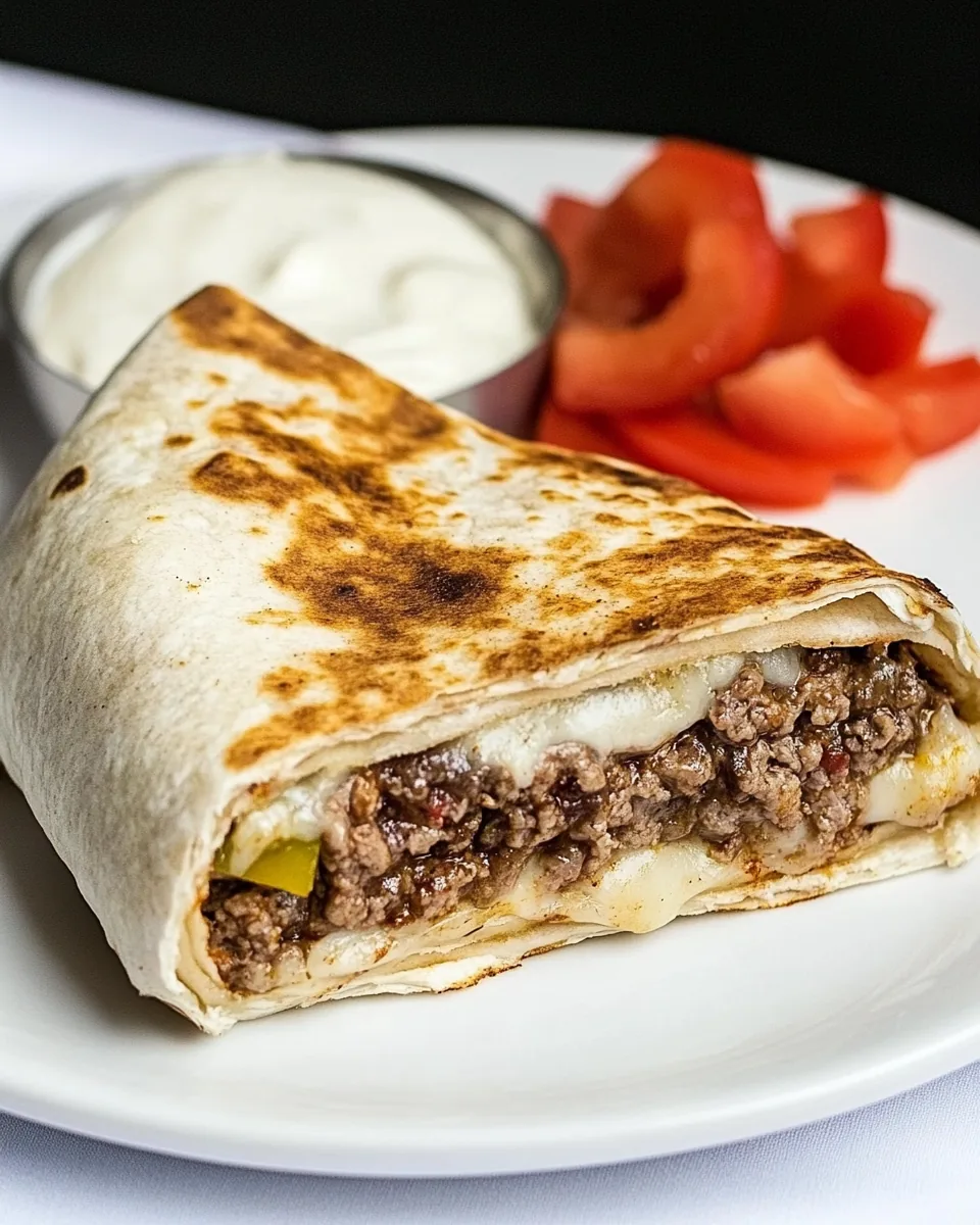 Griddled Burrito Style Cheeseburger Wraps