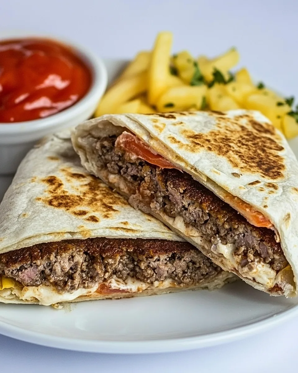 Griddled Burrito Style Cheeseburger Wraps