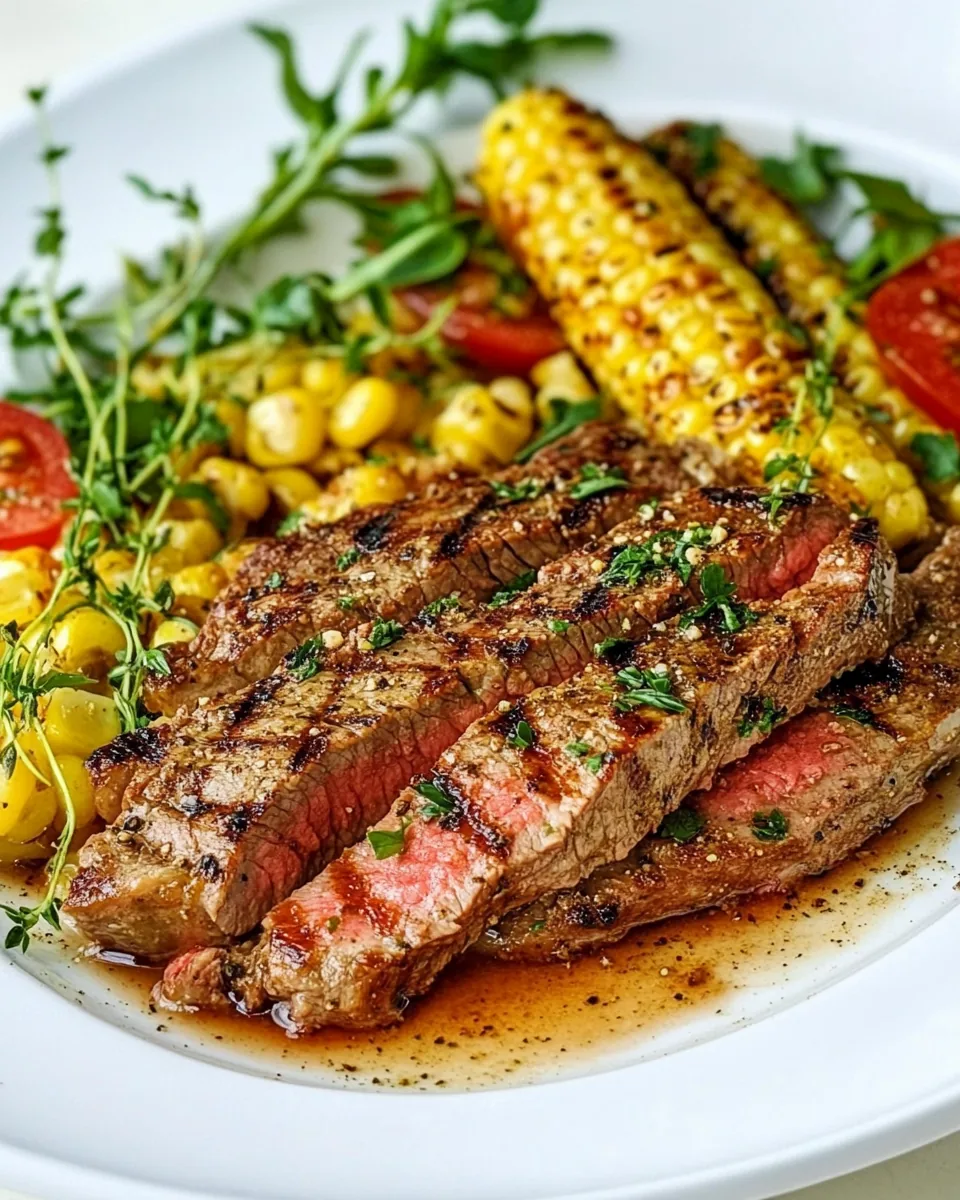 Grilled One Minute Steak and Paprika Corn on the Cob
