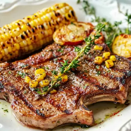 Grilled One Minute Steak and Paprika Corn on the Cob