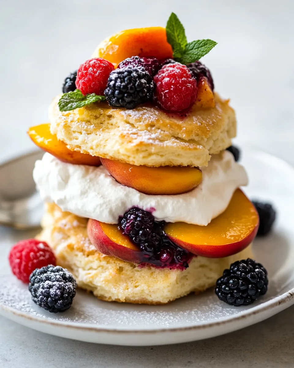 Grilled Peach and Mixed Berry Shortcakes