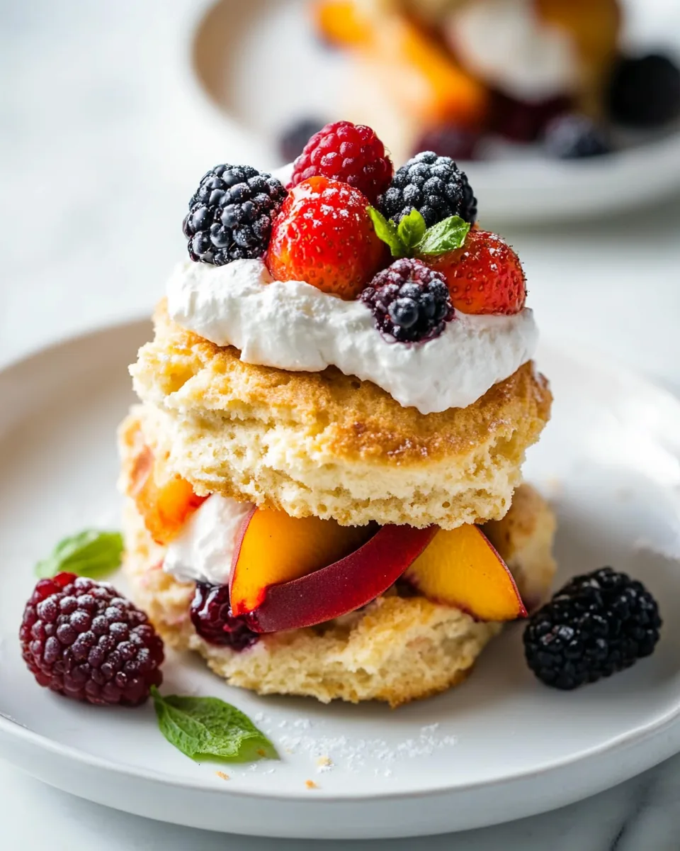 Grilled Peach and Mixed Berry Shortcakes