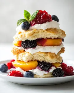 Grilled Peach and Mixed Berry Shortcakes
