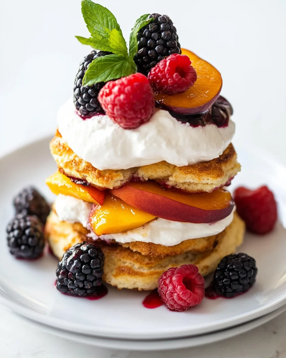 Grilled Peach and Mixed Berry Shortcakes