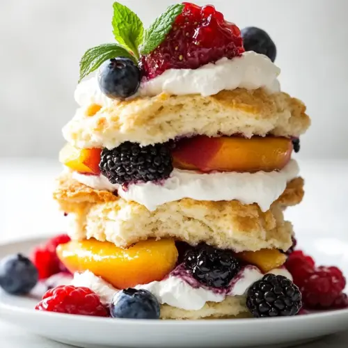 Grilled Peach and Mixed Berry Shortcakes