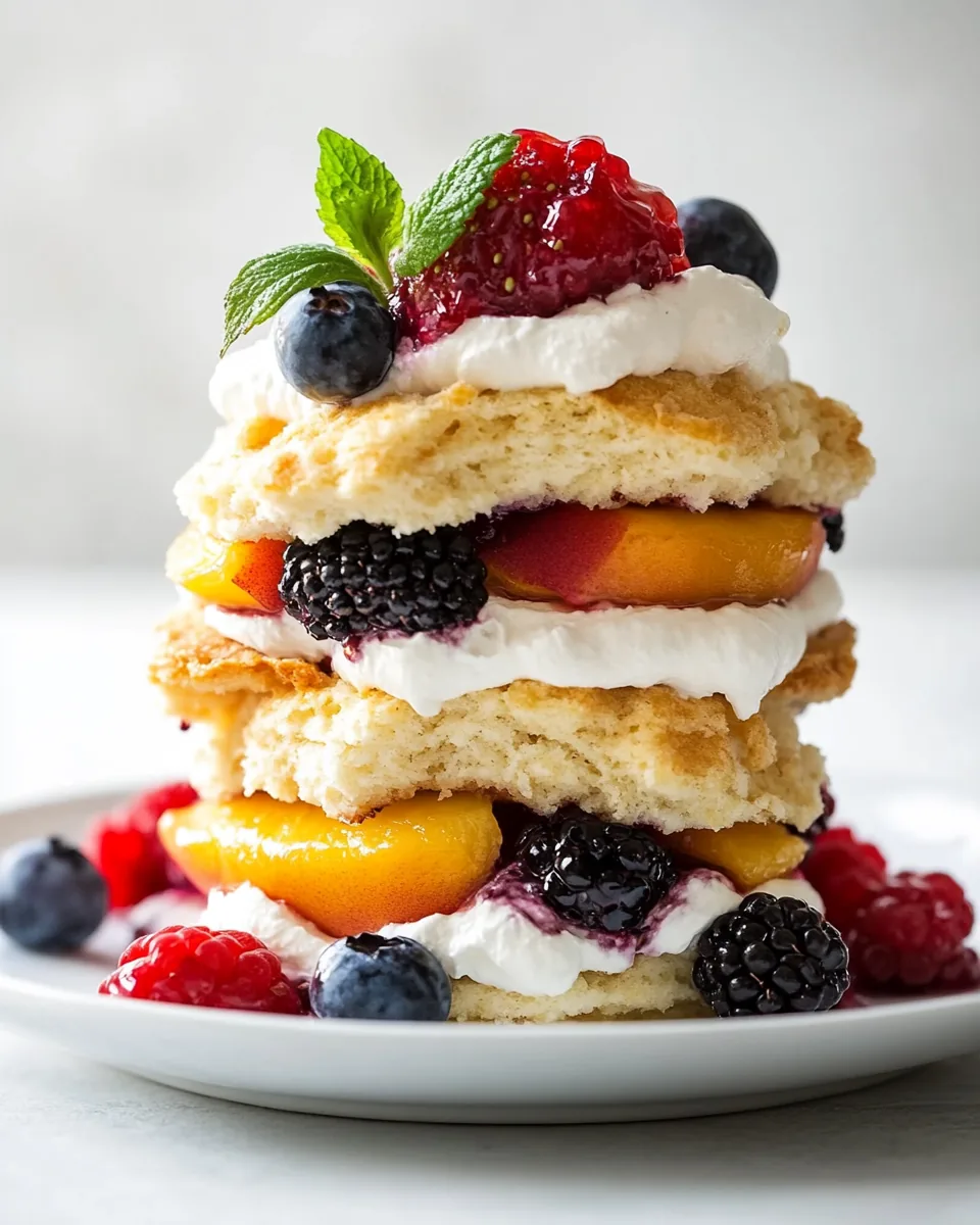 Grilled Peach and Mixed Berry Shortcakes