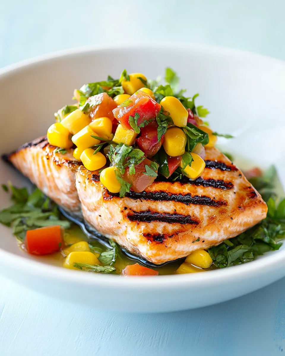 Grilled Salmon with Corn Mango Relish