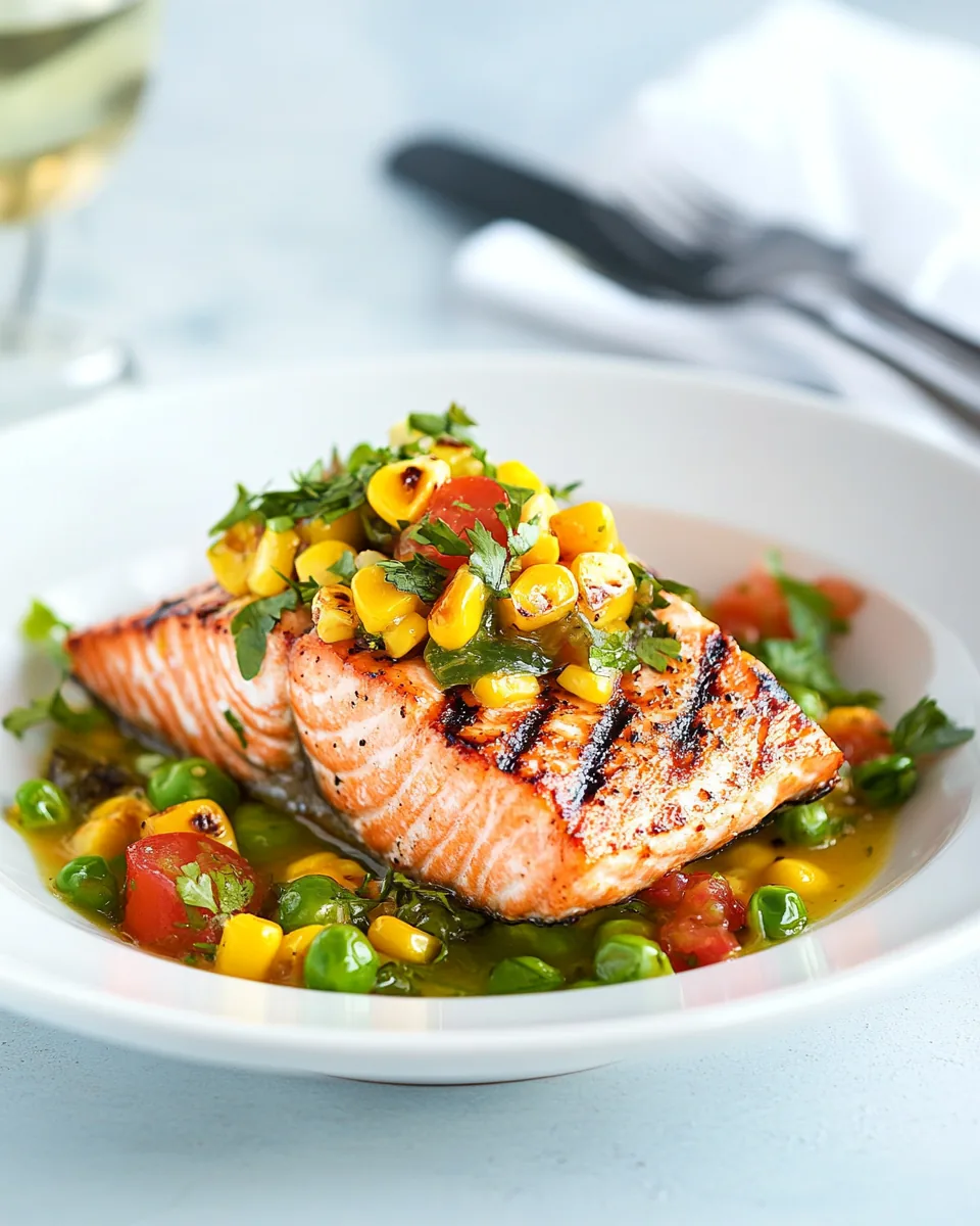 Grilled Salmon with Corn Mango Relish