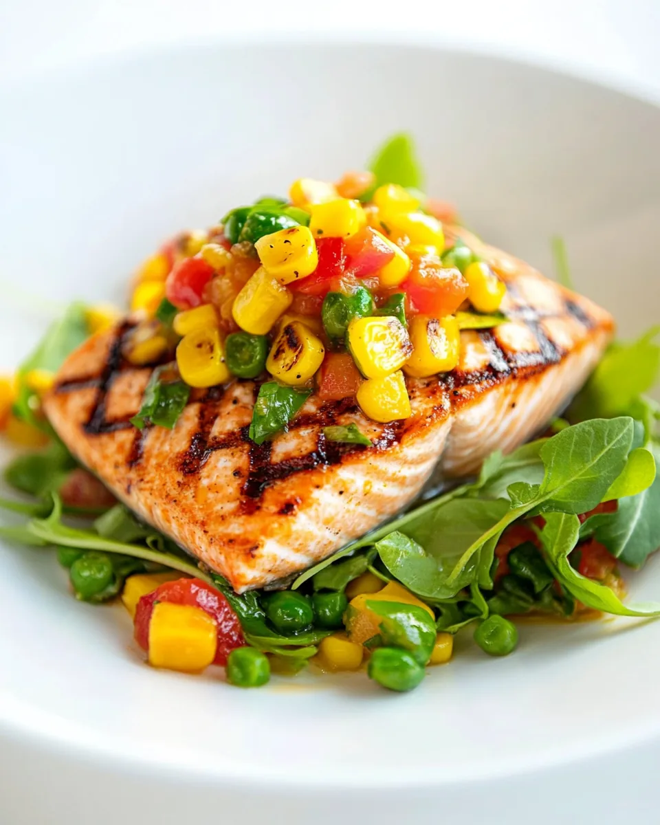 Grilled Salmon with Corn Mango Relish