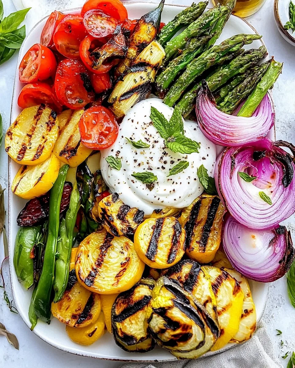 Grilled Vegetable Platter with Yogurt Mint Sauce