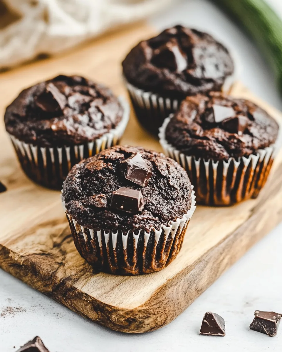 Healthy Double Chocolate Zucchini Muffins