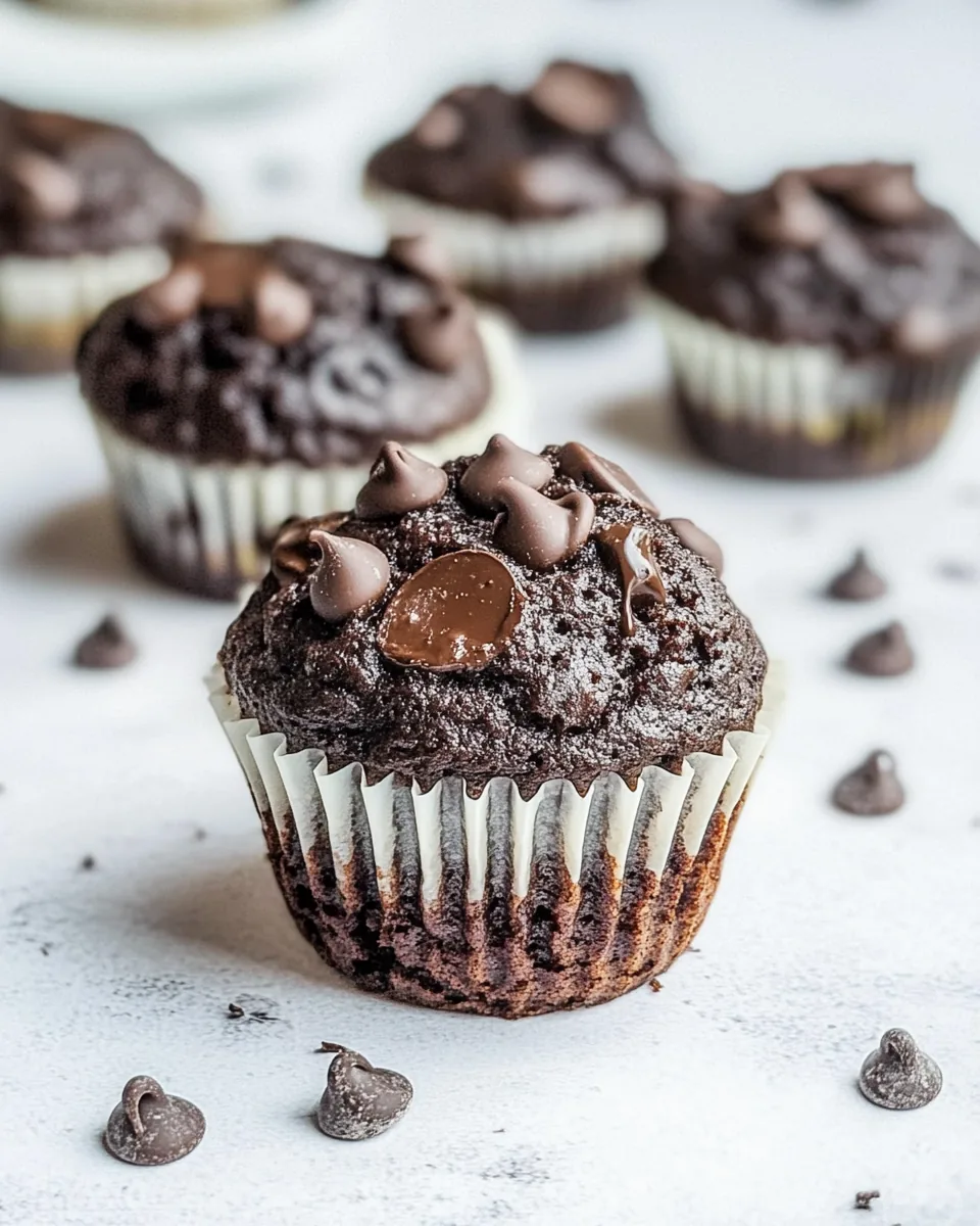 Healthy Double Chocolate Zucchini Muffins